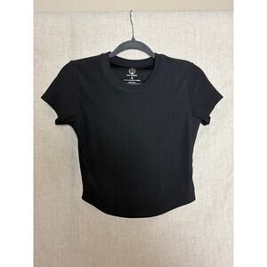 Move Theology Black Short Sleeve Cropped Workout Top Sz. M